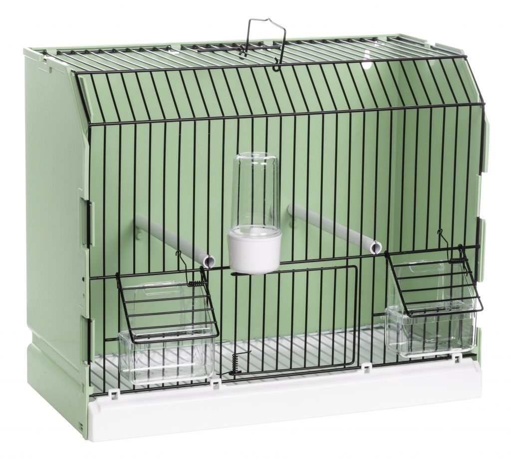 2GR Black front display cage with 3 doors and green back